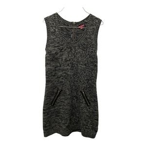 RUBY Moon Sweater Dress LARGE Black Sleeveless Knit Wool Blend Mini Scoop Neck